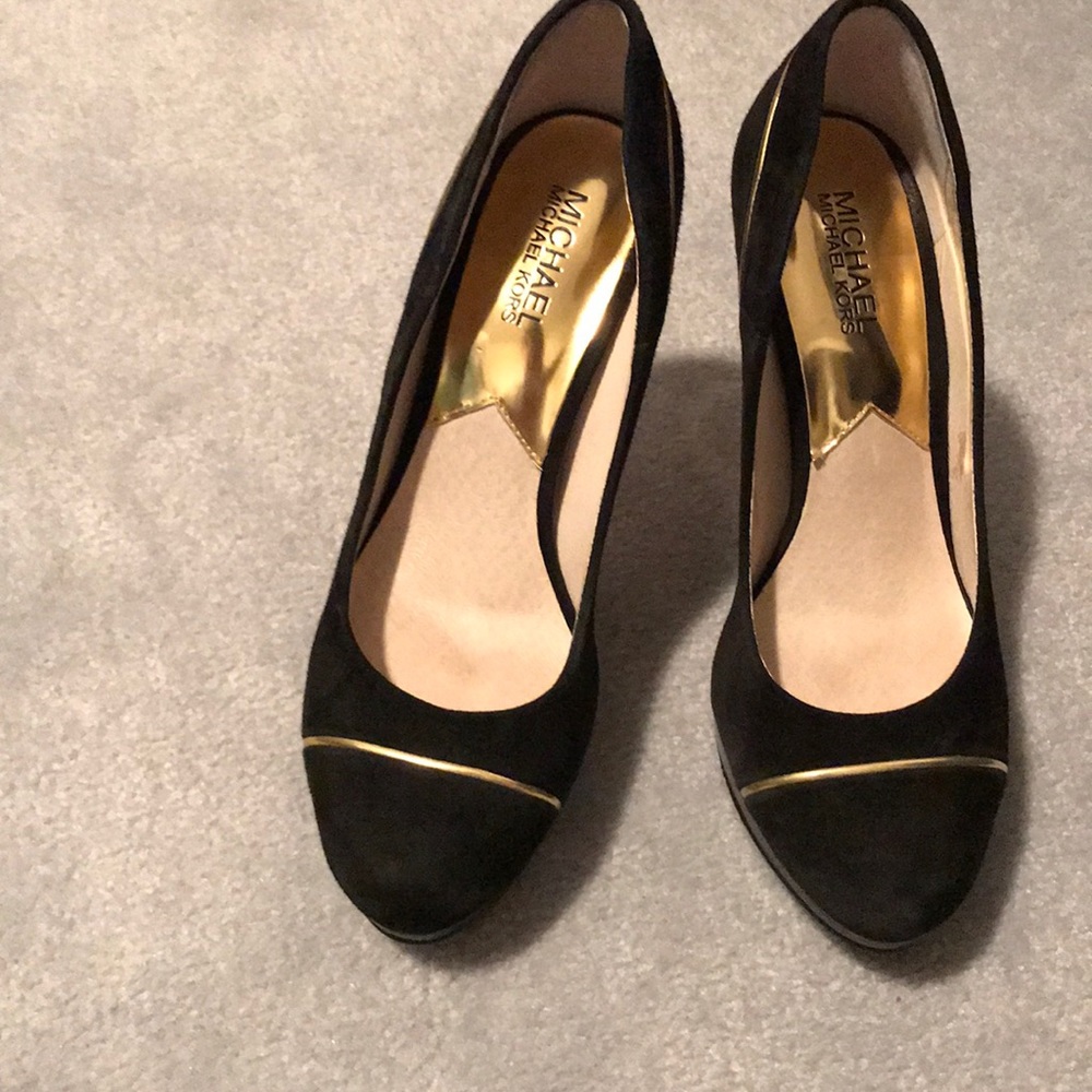Michael Kors Black Suede Metallic Heels